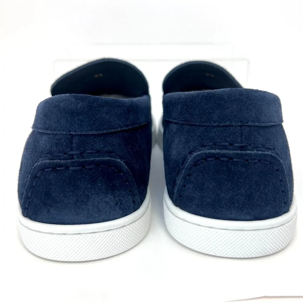 Christian Louboutin Varsiboat Men Shoes Nubuck leather Marine Blue Size 44 US11 - Picture 5 of 13